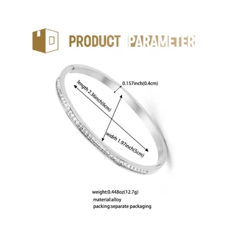 กําไลข้อมือสเตนเลสประดับเพรช 6CM กว้าง4MM.เปิดได้ สร้อยข้อมือวินเทจ หรูหราเบาเรียบง่าย เครื่องประดับสำหรับชายและหญิง