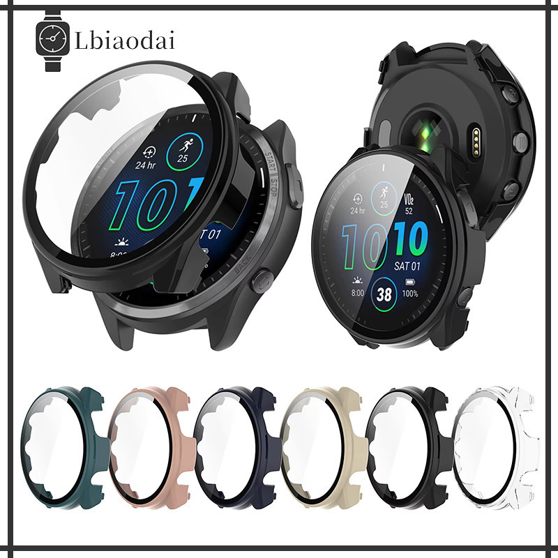 กรณีพีซีแก้วนิรภัย for Garmin Forerunner 165/165 Music พีซีคุณภาพสูงบางกรอบป้องกันหน้าจอ อุปกรณ์เสริมฝากกันชน for Garmin