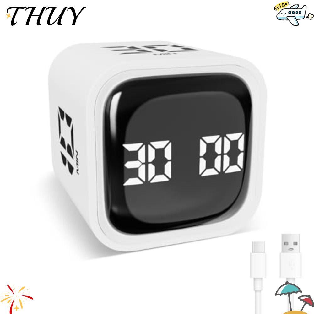 THUY Pomodoro Timer, Gravity Sensing Rotation Digital Cube Timer, 5/10/30/60min 3 Volume Adjustable 