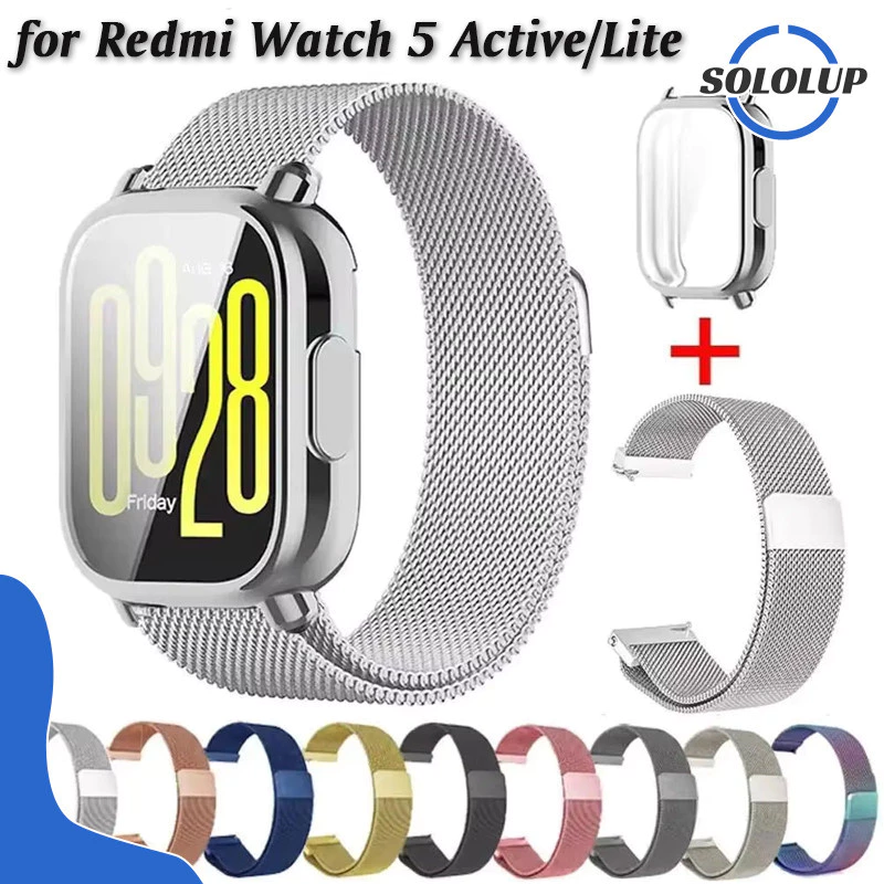 【สาย+เคส】กรณี TPU สายลูป Milanese for Redmi Watch 5 Active / 5 Lite ป้องกัน Gores นุ่มป้องกันป้องกันหน้าจอ