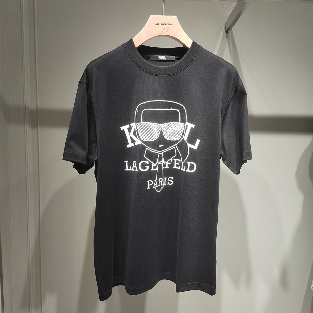 เสื้อยืดแฟชั่นพิมพ์ลายผู้ชาย KarlLagerfeld Galeries Lafayette