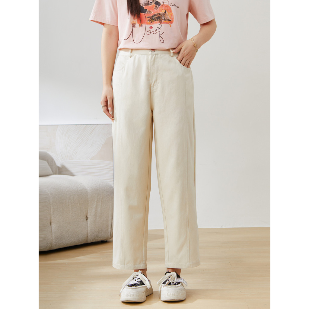 กางเกงทรงตรงเอวยางยืดหลัง Lyocell แบบ EXK5509