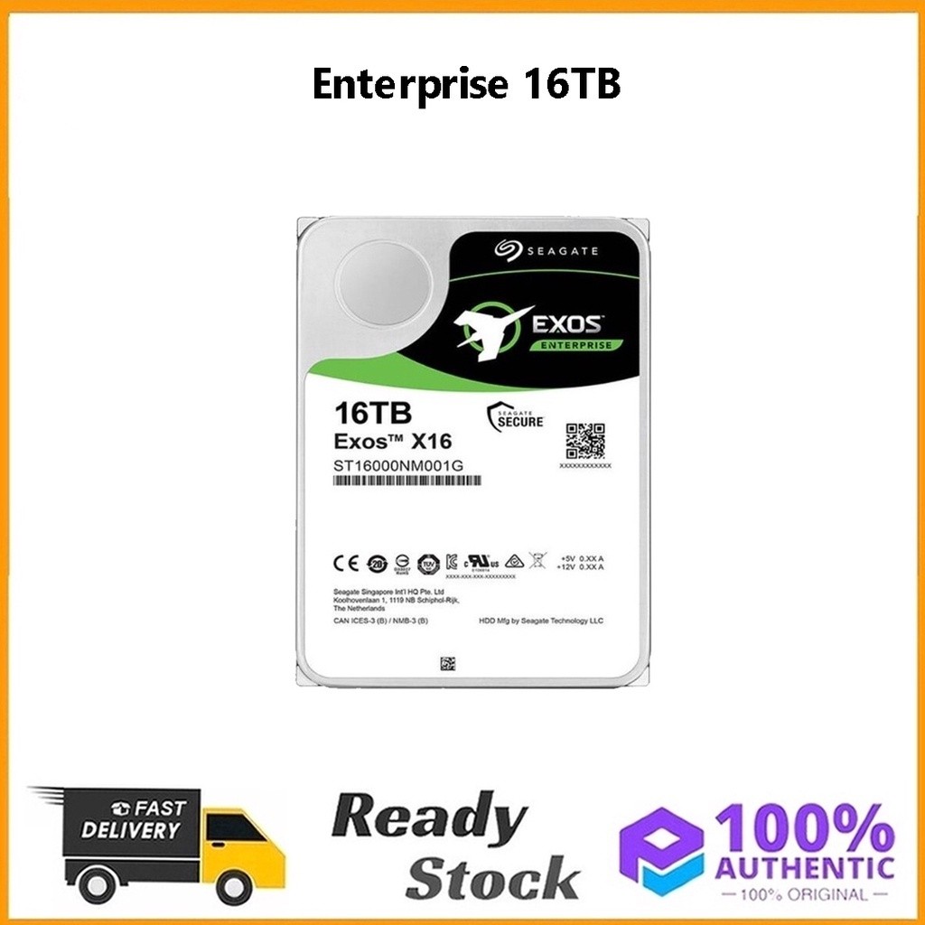 Seagate Enterprise 16TB Exos x16 SATA 7200RPM 256M ฮาร์ดไดรฟ์ภายใน ST16000NM001G