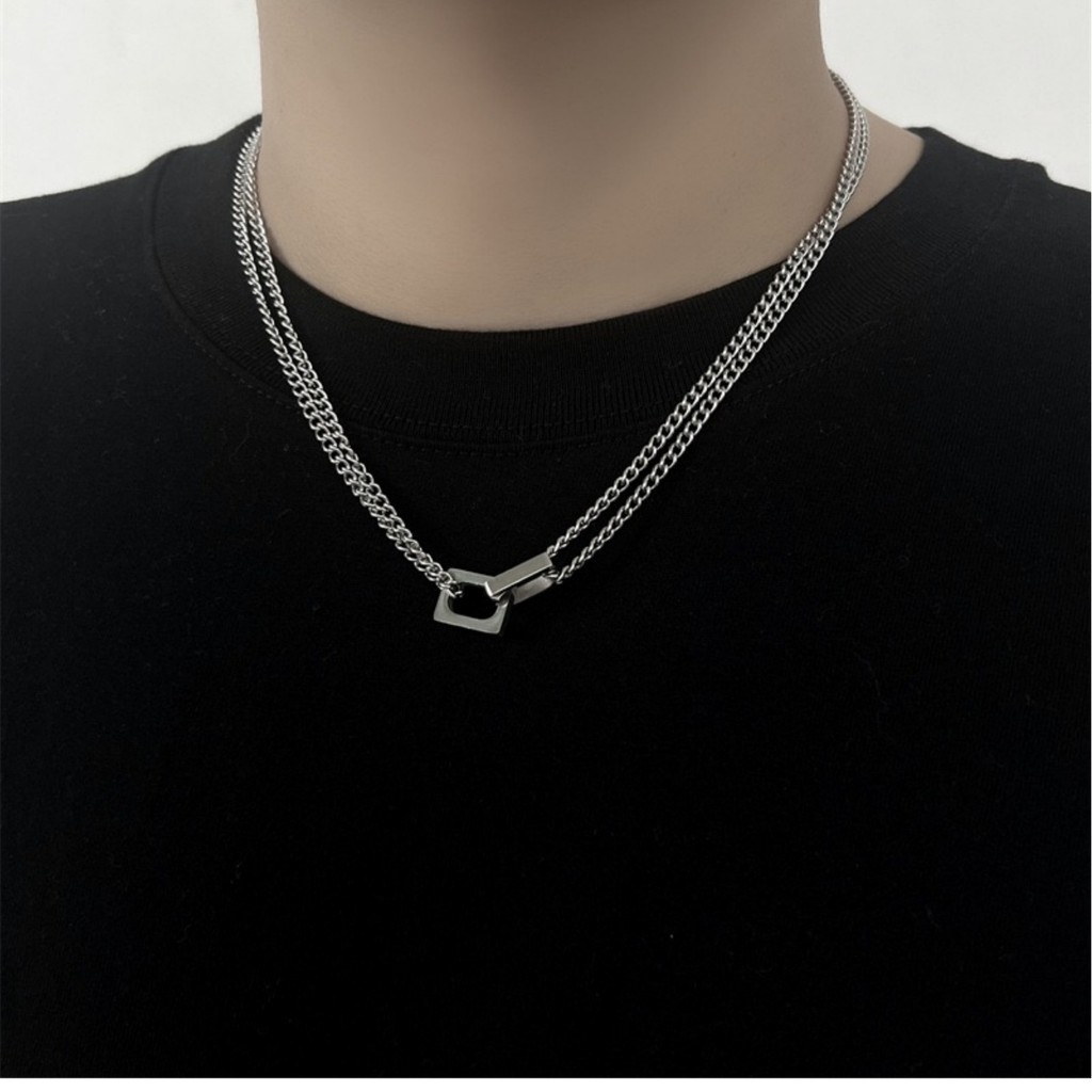 Double-Layer Buckle สร้อยคอผู้หญิง All-Match 2024 ไทเทเนียมเหล็ก High-End Clavicle Chain bkd1124.5
