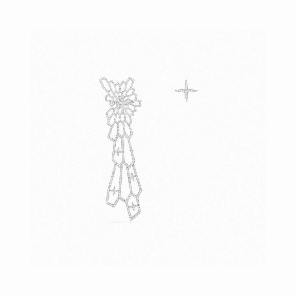 สไตล์ร้อนไม่สมมาตร Hollow Star ต่างหูขนาดใหญ่ UIQO 825