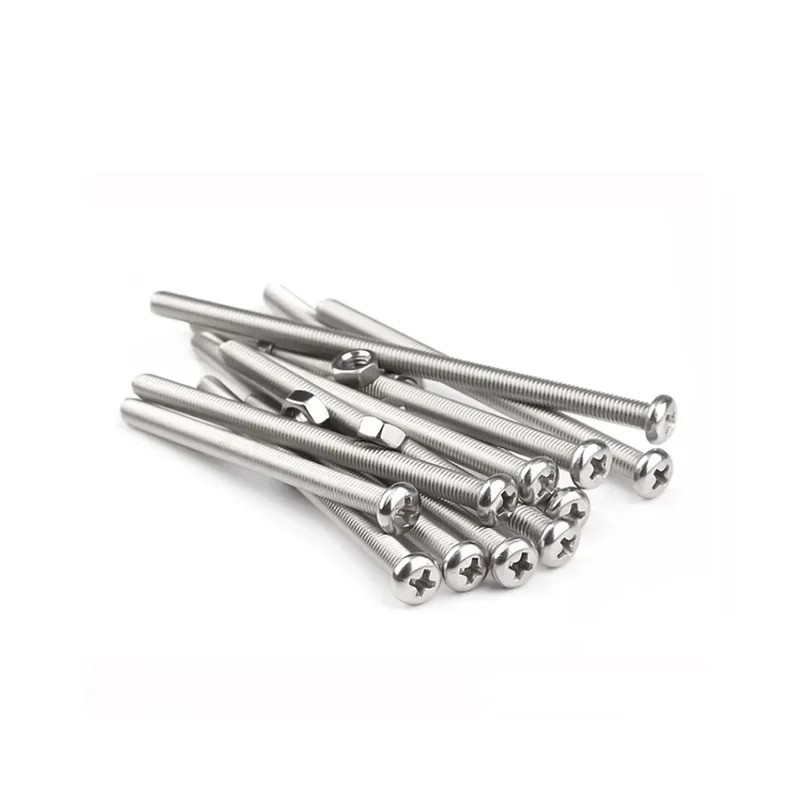 304 Stainless Steel Extended Extra Long Screw Cross Groove Round Head Bolt And Nut Combination Set M