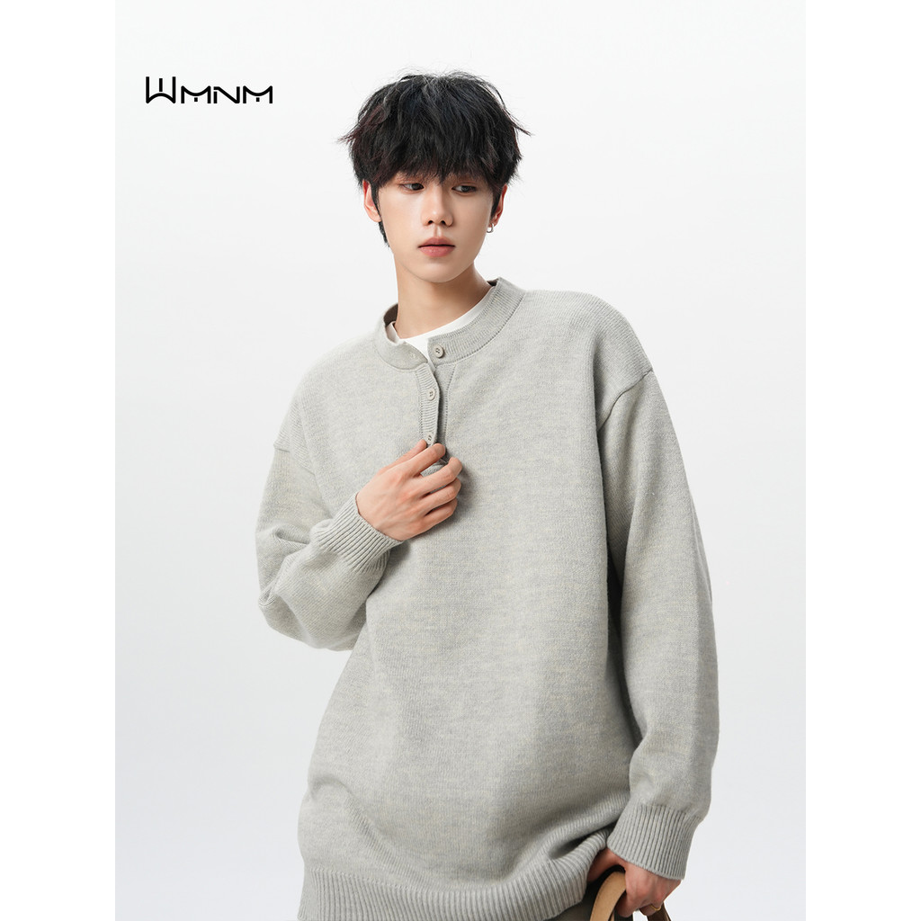 Old Money เสื้อ Henley ผู้ชาย สำหรับฤดูใบไม้ร่วงและฤดูหนาว สไตล์หรูหราแต่ง่ายๆ