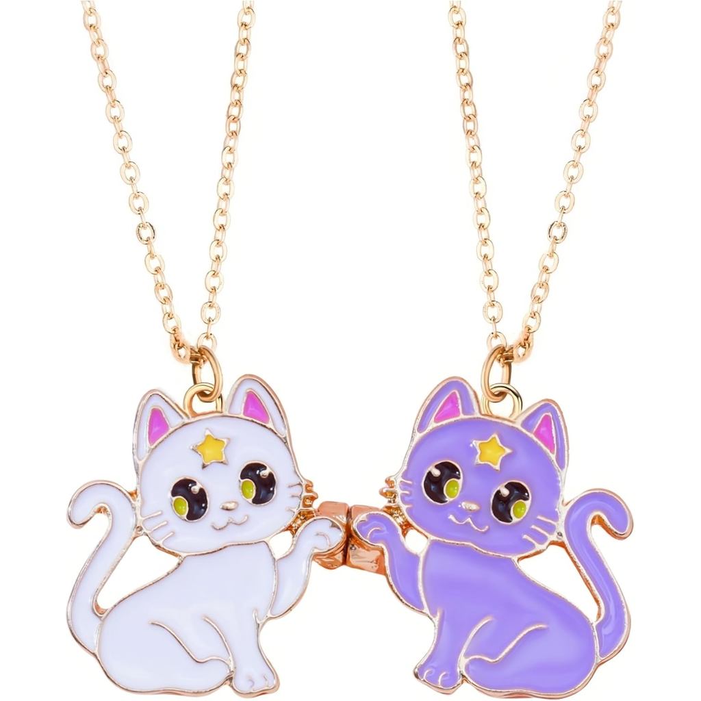 Best Friend Necklace Gifts Friendship Necklace Matching Magnetic Cat BFF Necklace for 2 Girls