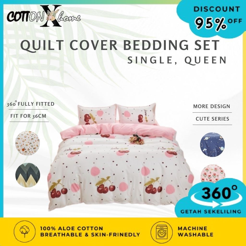 16 3 IN 1 SINGLE และ 4 IN 1QUEEN Size-QUILT COVER BEDSHEET SET/CADAR SARUNG COMFORTER QUEEN /Duvet C