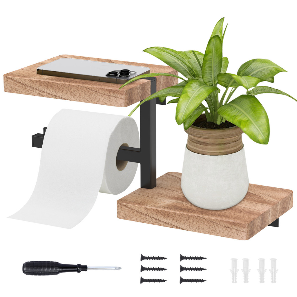 ที่ใส่กระดาษชําระประหยัดพื้นที่พร้อมชั้นวางที่ใส่กระดาษชําระไม้ประณีตและสวยงาม ร้านค้า4573
