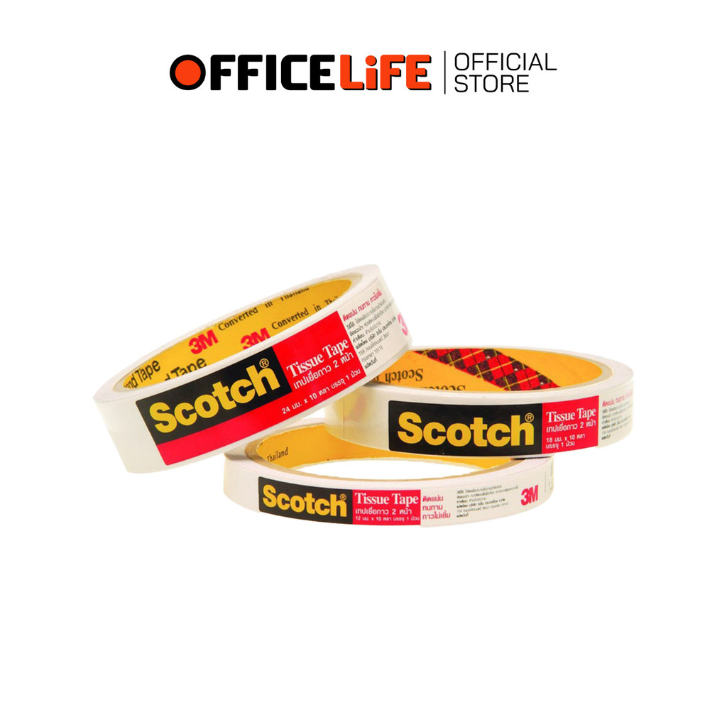 Scotch (สก๊อต) 3M เทปเยื่อ เทปกาว กาวสองหน้า รุ่น 777 แกน 3 นิ้ว ยาว 10 หลา ( 1 ม้วน )