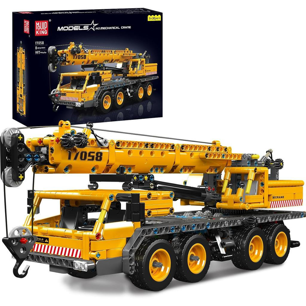 Lego Mould King 17058 Technik LKW Crane Set, MOC Heavy Crane (997+Block) เทคโนโลยีเครื่องจักรก่อสร้าง Crane Clip Building Block Set ชุดโมเดลนิทรรศการเหมาะสําหรับของขวัญ