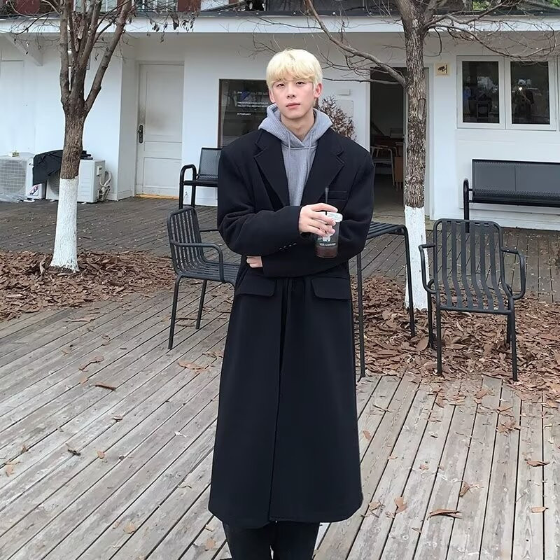 เสื้อคลุมผู้ชาย SEACHENIC กันลม สไตล์อังกฤษ สีทึบ ระดับเข่า — صورة 4
