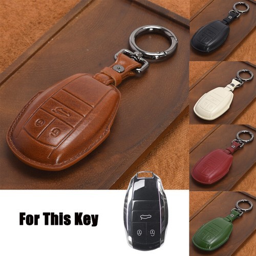 Genuine Leather Car Key Fob Case Cover For Bentley Bentayga Flying Spur GT 2018