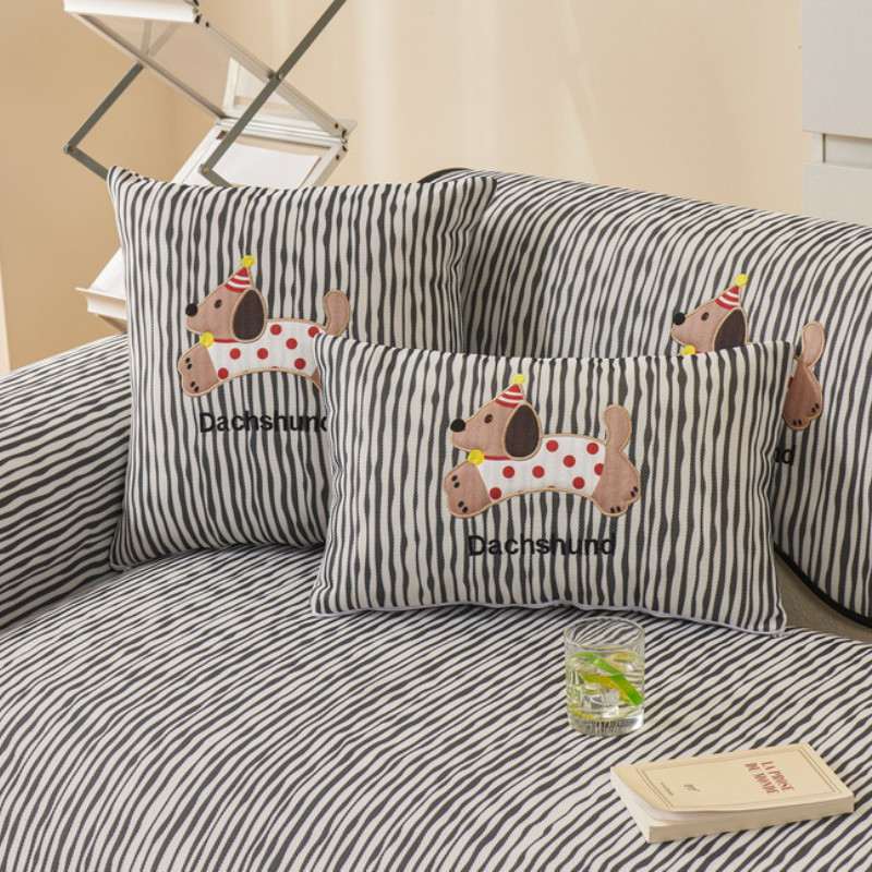 ผ้าคลุมโซฟารู้สึกเย็นเย็บปักถักร้อยการ์ตูนสุนัขตกแต่งบ้านเบาะรองนั่งเครื่องซักผ้าผ้าเคลือบ 4 สี หลายขนาด - รูปที่ 5