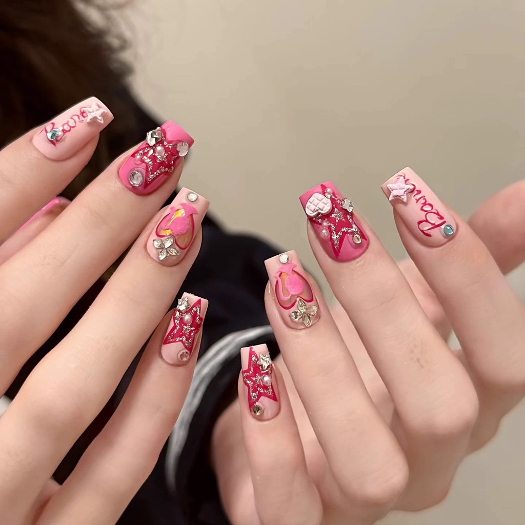 [Star Kirby] y2k Hot Girl Hand-Painted Graffiti Summer Dopamine Nails High-End Whitening Hand-Weared
