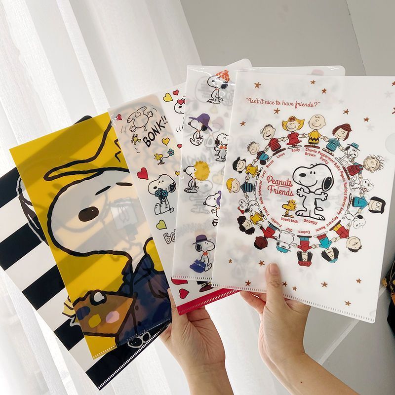 Snoopy โฟลเดอร์การ์ตูน L PVC ทนทาน บิล/กระดาษทดสอบ A4
