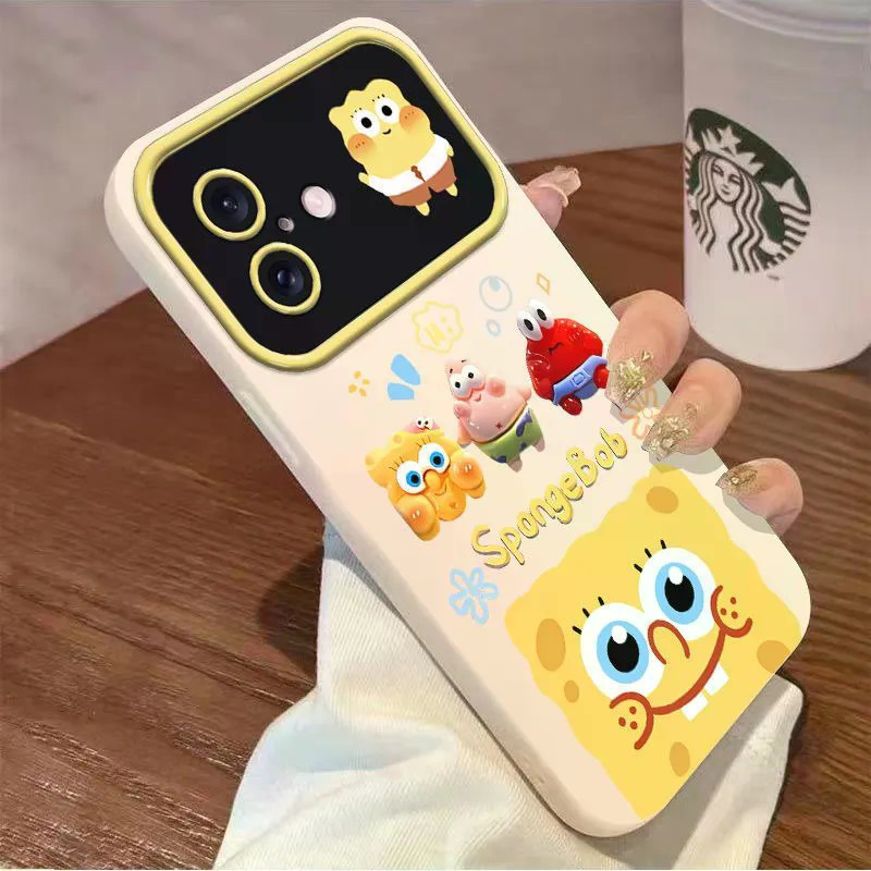 Q น่ารักน่ารัก SpongeBob SquarePants iPhone17pro เคสโทรศัพท์ 16 Windows 15 Soft 14 Frosted 13/12/11/