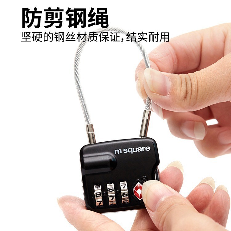Msquare เชือกเหล็กล็อคศุลกากร TSA ขนาดเล็กรหัสล็อคกุญแจ Mini Out Abroad Clearance ตรวจสอบกระเป๋าเดิน