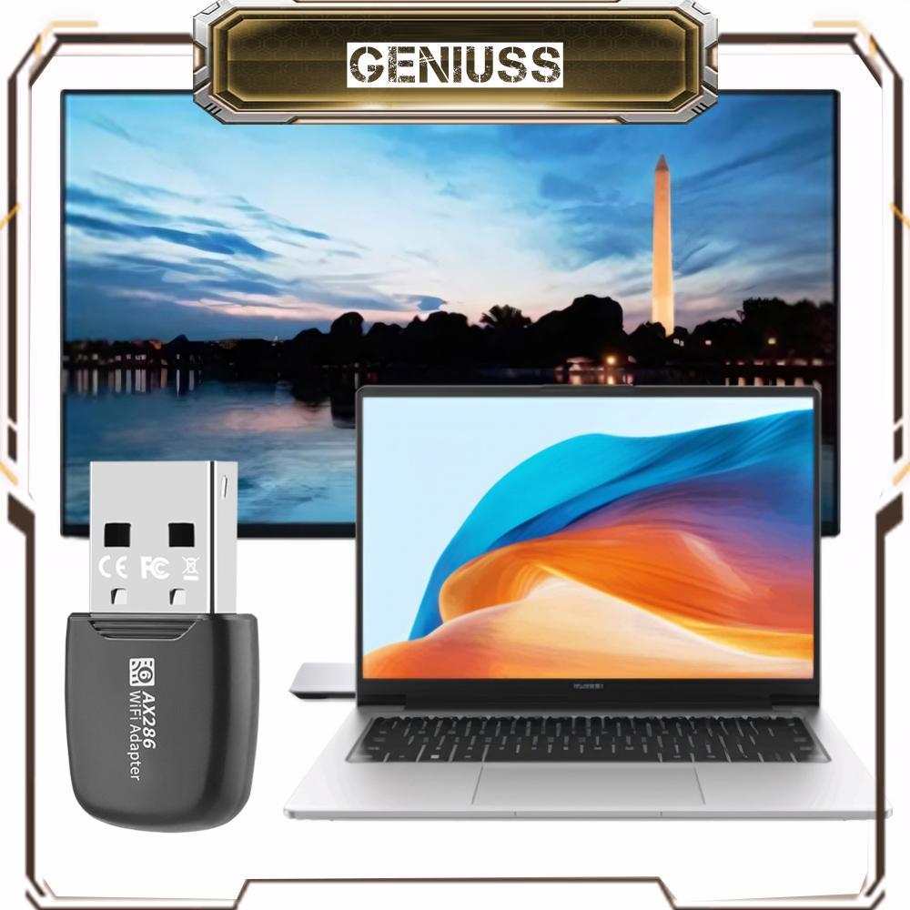 [geniuss.th] WIFI 6 USB Dongle Mini USB WiFi Card Adapter สีดําสําหรับแล็ปท็อปพีซี Windows 7 10 11
