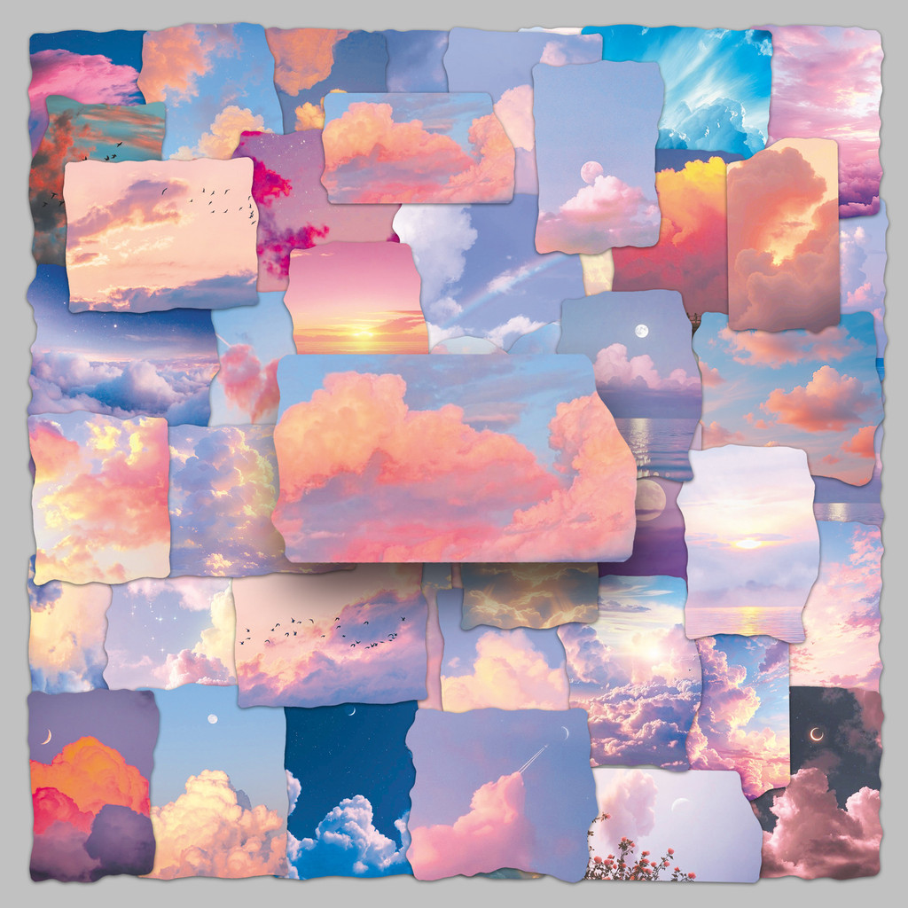 51 แผ่น Clouds Fantasy Dreamy Fresh Aesthetic น่ารักสติกเกอร์ตกแต่งกล่องเก็บ Thermos ถ้วยสติกเกอร์กั