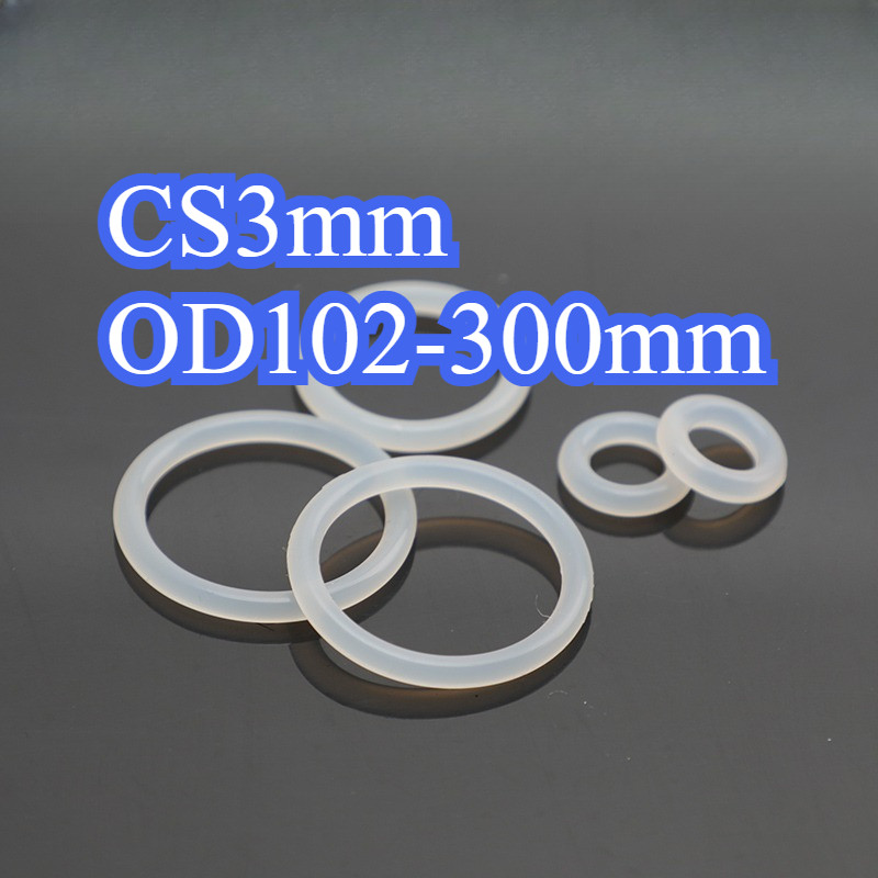 O-ring ปะเก็น CS3mm*OD102-300mm O-ring แหวนซิลิโคนสีขาวซีลเกรดอาหารแหวนยางกันน้ําปะเก็นยืดหยุ่นTHP-M