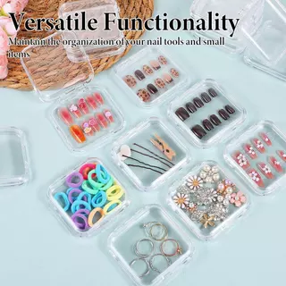 5/10/20/30ชิ้น ﻿ กล่องเก็บเล็บอะคริลิคพร้อมฝาปิด-กล่องเก็บพัฟกันฝุ่นกันน้ํา-เป็นมิตรกับการเดินทาง