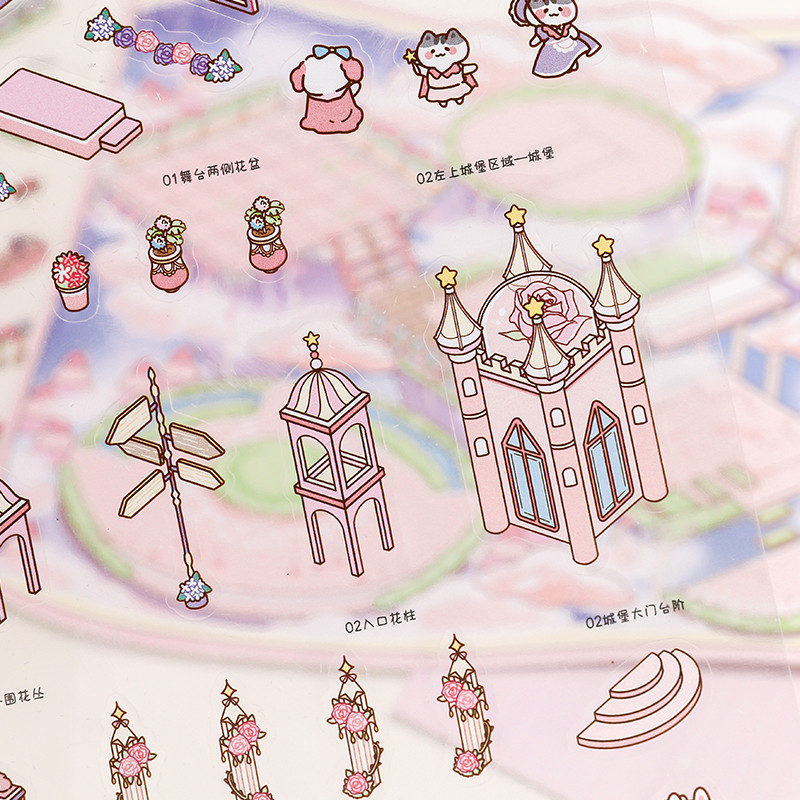 นาย. กระดาษ 3ง สติกเกอร์ฉากขนาดเล็กเมฆสวนสนุกฉากสติกเกอร์สร้างสรรค์ ทําเอง กรอบรูปกรณีโทรศัพท์มือถือไดอารี่หนังสือมือสติกเกอร์ตกแ - รูปที่ 6