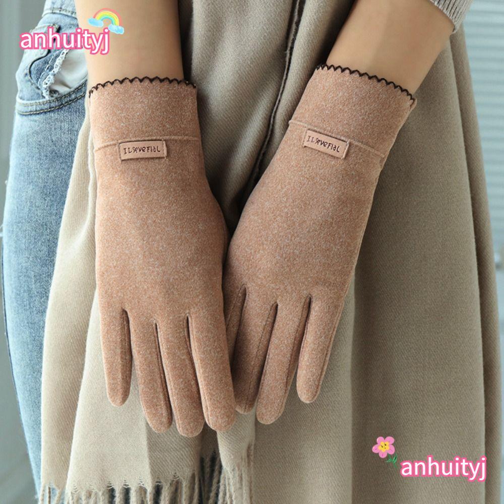 ANHUITYJ Lady Gloves, Fashion Grace Full Finger Glove, Vintage Windproof Warm Winter Mittens