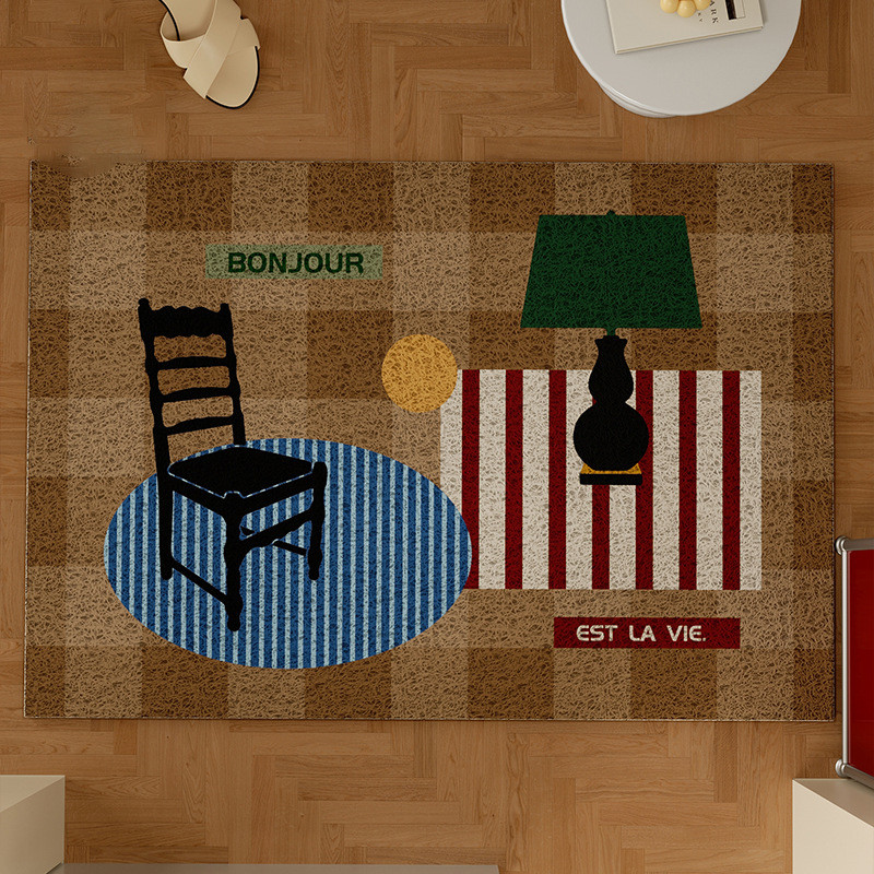 Dreamerhouse การ์ตูนภาพประกอบพรมพรมประตูทางเข้า Retro Anti-slip MAT Entrance สามารถตัด pvc MAT
