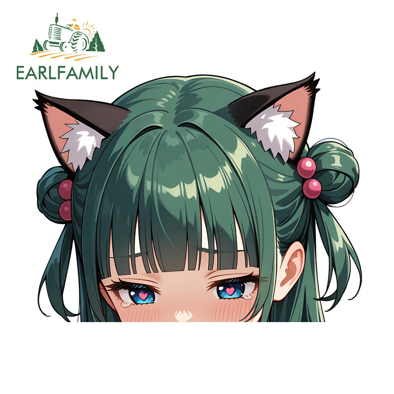 EARLFAMILY Maomao สติกเกอร์รถ Kawaii กล่องเครื่องมือกันน้ํา Sun Visor Windows ไวนิล Decal Occlusion 