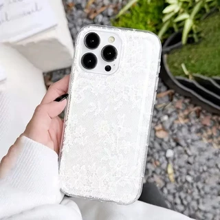 สําหรับiPhone 17 16 11 12 13 14 15 Pro MaxสําหรับiPhone 16e XR X XS Max 7 8 Plus SE2020 2022 เซ็กซี่ลูกไม้รูปแบบTrprentซิลิโคนปกอ่อน