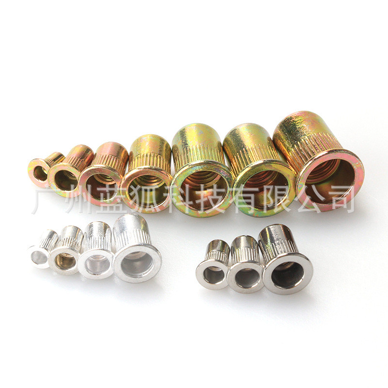 304 สแตนเลสสตีล Rivet Nut M3 ~ M12 Rivet Nut ชุด 1200 ชิ้น Rivet Nut แบนหัวคอลัมน์ Rivet Nut
