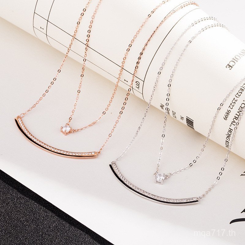 สร้อยคอมัลติเลเยอร์เงินSterling Silver 925 s925 ประดับด้วยจี้เพชร และออกแบบด้วยธีมใบหน้ายิ้ม ผลิตโดย