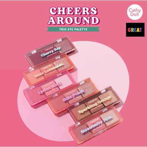 Cathy Doll Cheers Around Trio Eye Palette 2g. เชียร์ อะราวด์ ทรีโอ อายแชโดว์ พาเลท ทาตา