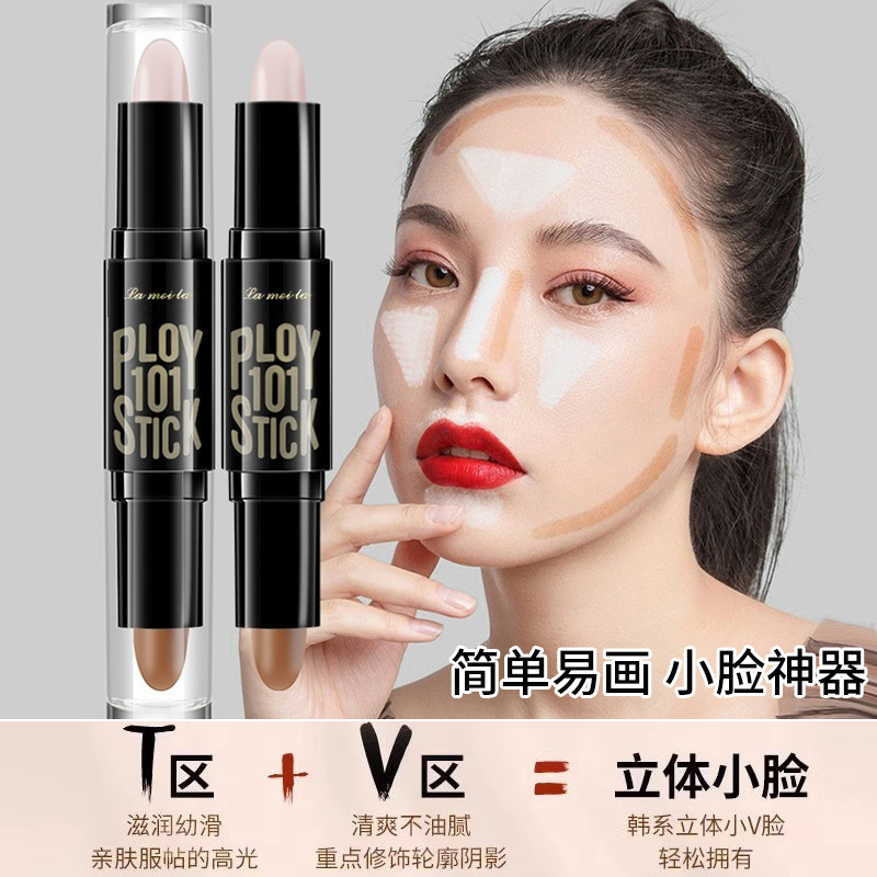 contour stick คอนทัวร์ Contouring Stick Female Double-Headed Dual-Use Highlighter เริ่มต้นจมูก Shado