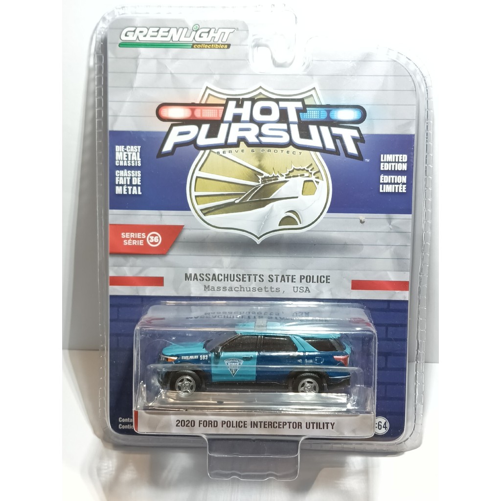 [คลังสินค้าพร้อม] สีเทา 2 Greenlight Greenlight 1/64 Ford Explorer Police Interceptor 2020 Massachus