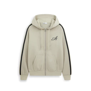 AIIZ เสื้อฮู้ดผู้ชายแบบซิปผ้าดับเบิ้ลนิตปักลาย AIIZ Men’s Embroidered Logo Hoodie