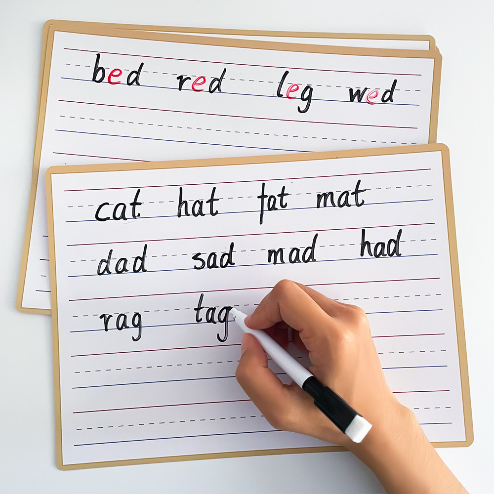 10 ชิ้นไวท์บอร์ดภาษาอังกฤษสองด้านสําหรับเด็ก Homeschool Erasable Handwriting Number ตัวอักษรคําศัพท์ฝึกแผนภูมิ - รูปที่ 2