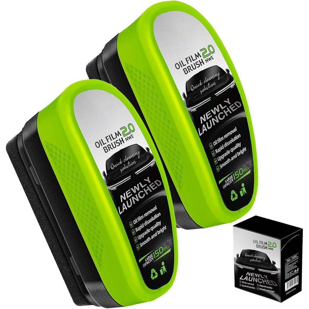 2Pcs Automotive Oil Film Cleaning Brush, 2025 Upgrade 2.0 Clearvision Car Windshield Cleaner, Clearv