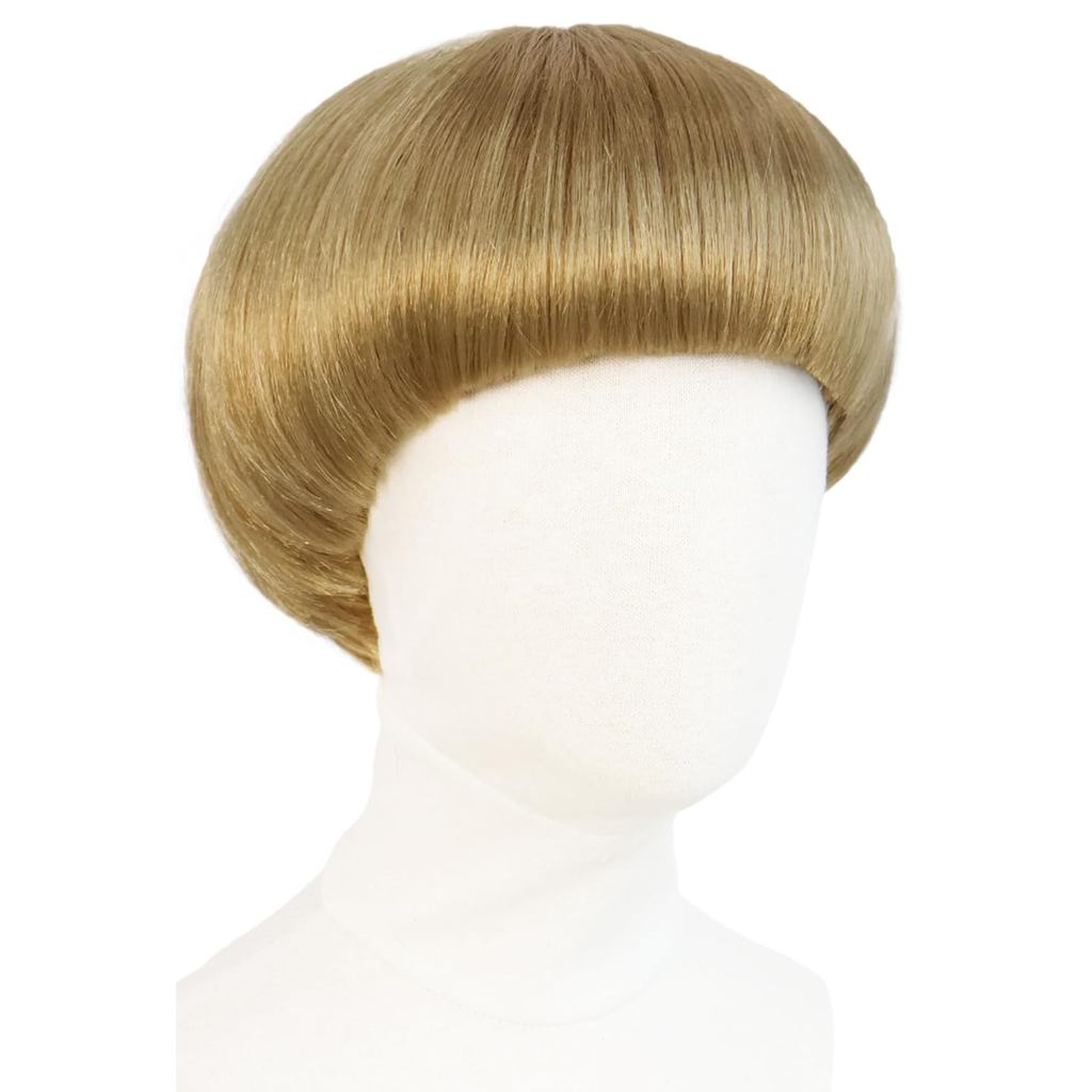 Short Blonde Bob Wig with Bangs Mushroom Wigs for Men Women 60s 70s Bowl Cut Wigs Men Blond Bob for 