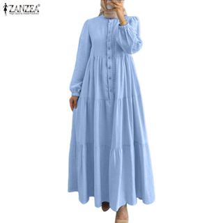 ZANZEA ชุดสูทแขนยาวลูกไม้ชั้นแผง แฟชั่นผู้หญิงมุสลิม สไตล์หร…