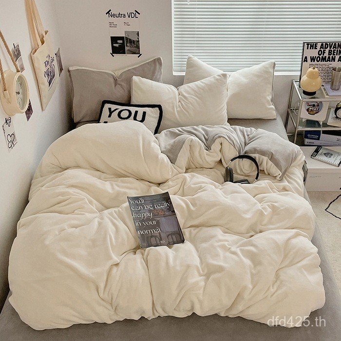 หอพักสามชิ้นชุดหนาสี่ชิ้นชุดขนแกะนมผ้าห่มปกมูจิสไตล์ผ้าปูที่นอนผ้าปูที่นอน4ก ระดับ 7NWก