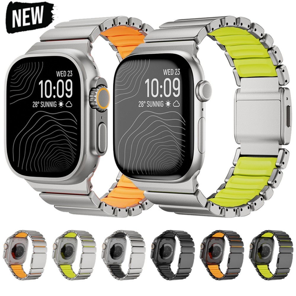 NOMAD สแตนเลส + ซิลิโคน Strao สําหรับ Apple Watch Ultra 49 มม.S11/10 46 มม.แม่เหล็กปรับสําหรับ Serie