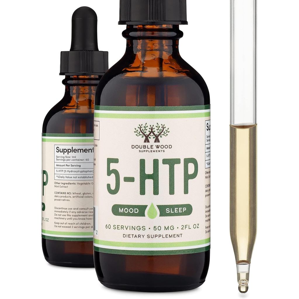 หยดของเหลว 5HTP - ดูดซับได้และมีประสิทธิภาพมากกว่า 5 แคปซูล htp (60 เสิร์ฟ 50 มก. 99%+ 5-htp) เยื่อห