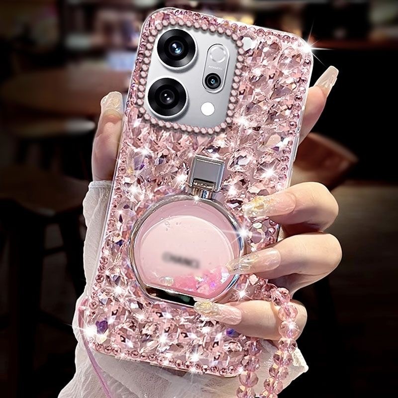 เคสโทรศัพท์สําหรับ OPPO Reno 16 16F 15F Max 15 14F 14 13 13F 12 12F 11 10 8T 7Z 8Z 6Z 8 7 6 Pro 4G 5Gสั้นลูกปัดโซ่Rhinestonesนุ่มกันกระแทกปกหลัง