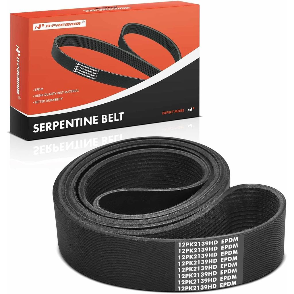 A-Premium Heavy-Duty Serpentine Drive Belt ใช้งานร่วมกับ Volvo, Freightliner & International Harvest