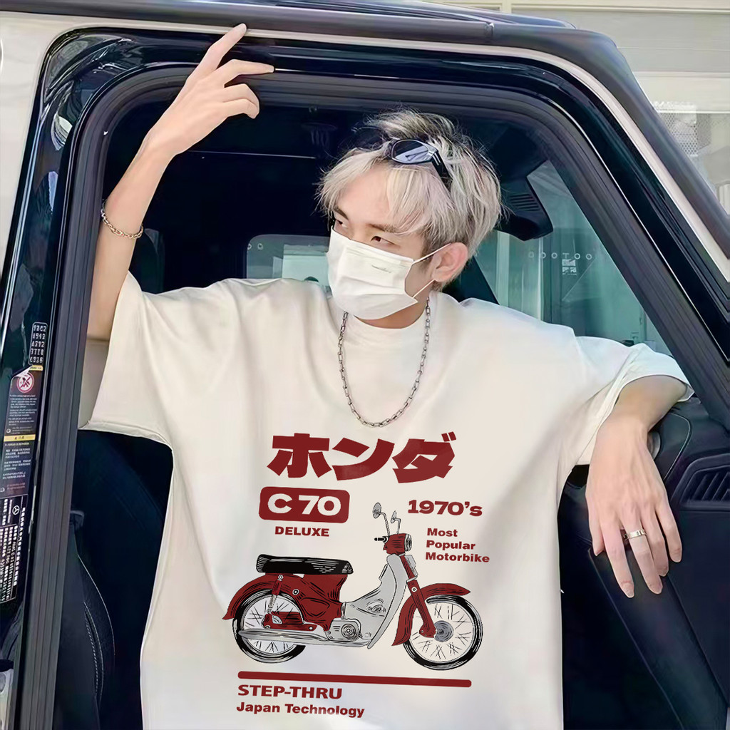 (ผ้าฝ้าย 100%)Luvoro oversize unisex เนื้อผ้านุ่มระบายแขนสั้น  T-shirt สีดำและสีขาว เสื้อยืดทูโทน เสื้อยืดแขนสั้น C1836
