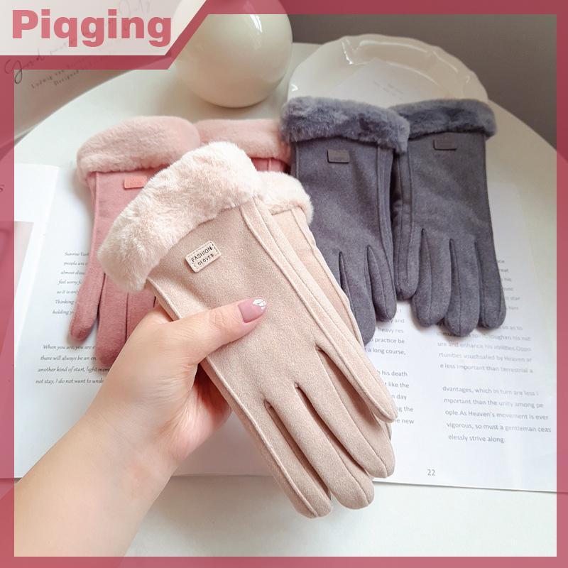 ถุงมือ suede หนา เหมาะสำหรับฤดูใบไม้ร่วงและฤดูหนาว พร้อมฟังก์ชันสัมผัสหน้าจอมากำมะหยี่หนา เหมาะสำหรับกิจกรรมกลางแจ้งและการขี่สกี
