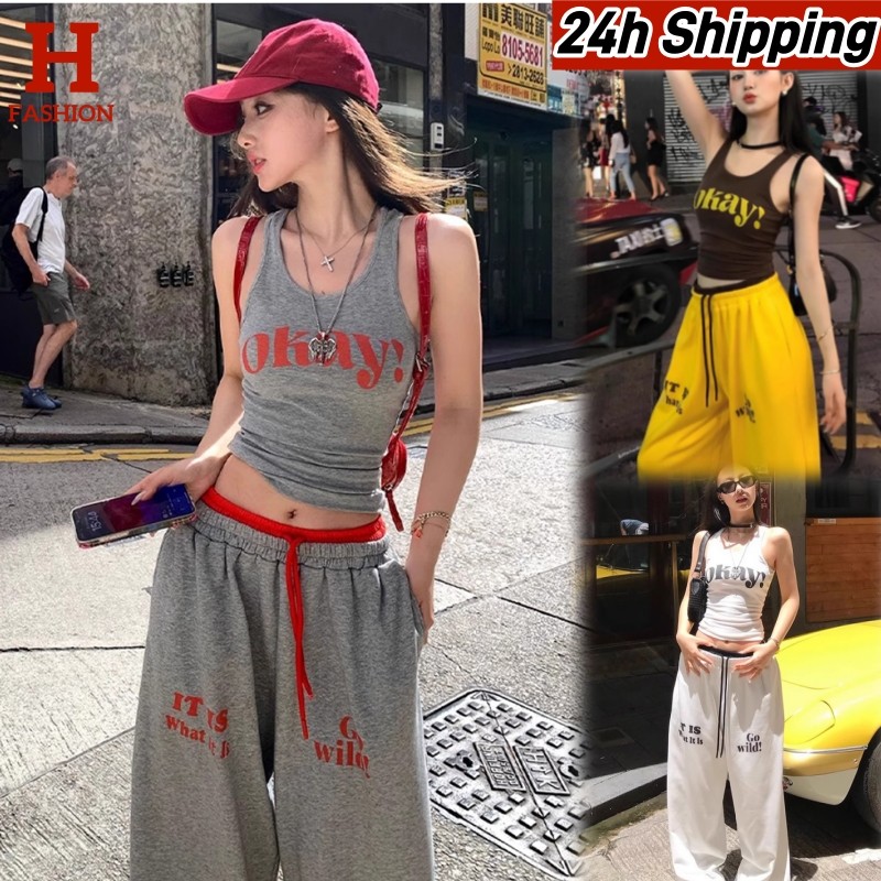 HOT 'พร้อมส่ง' FY3592 เสื้อกล้ามเสริมฟองน้ำ ลายสกีนตัวหนัง ยืดพอดีตัว